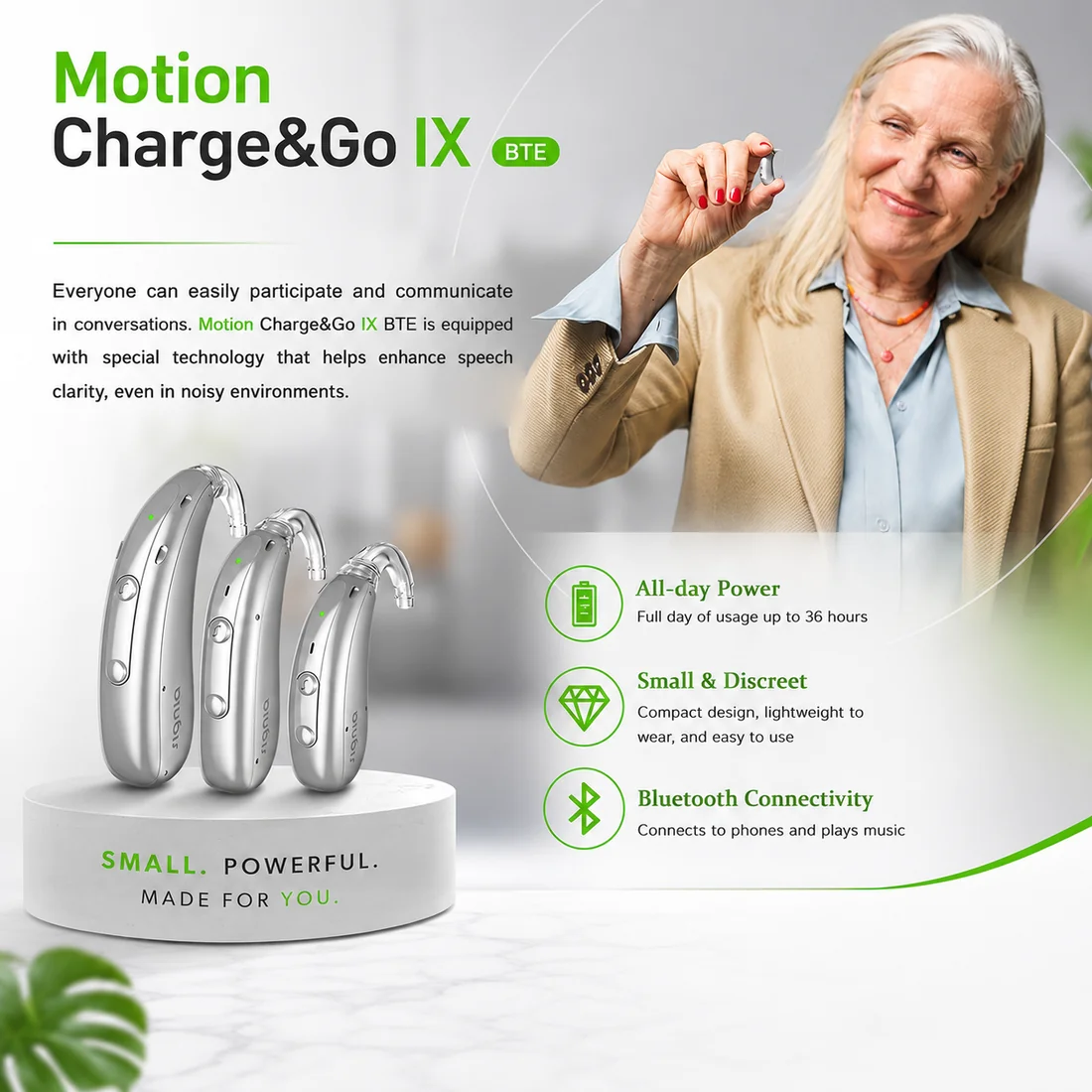 Signia Motion Charge and Go IX rechargeable hearing aids
