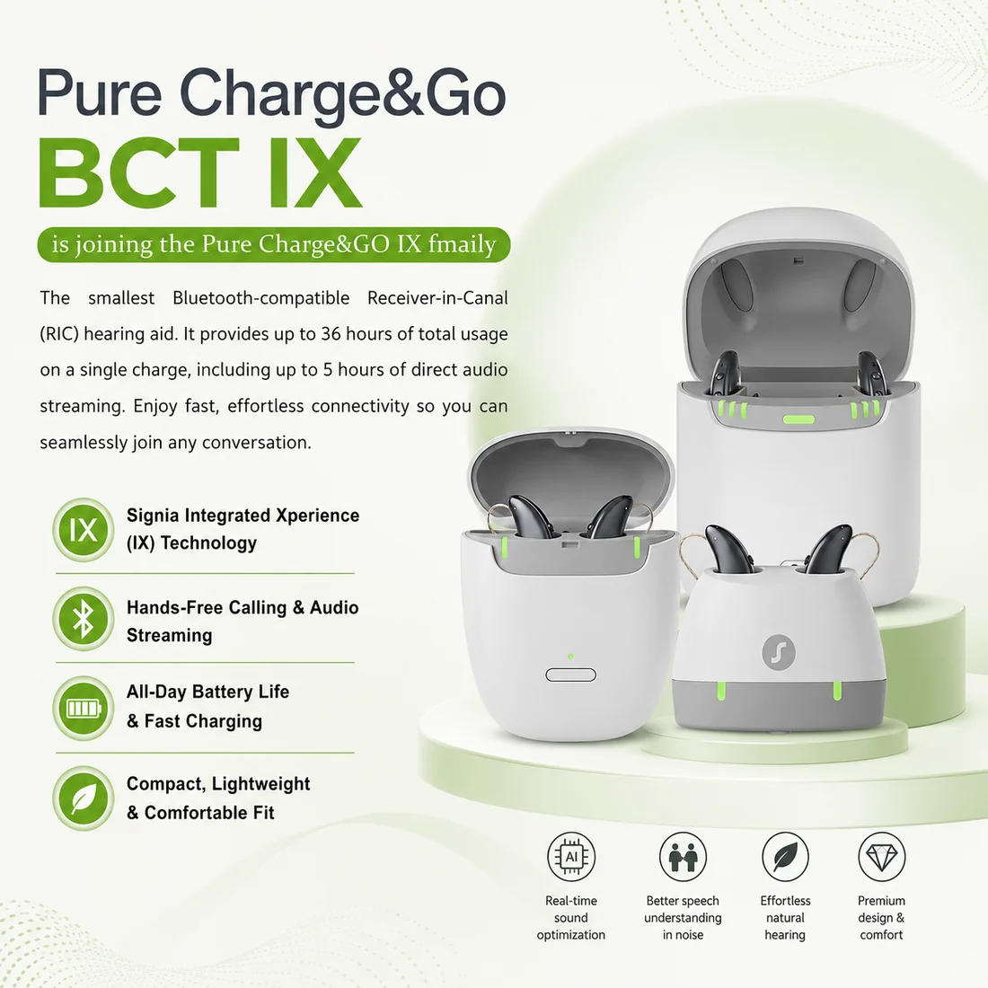 Signia Pure Charge and Go BCT IX hearing aids