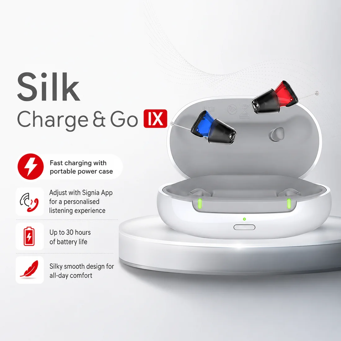 Signia Silk Charge and Go IX in-ear hearing aids